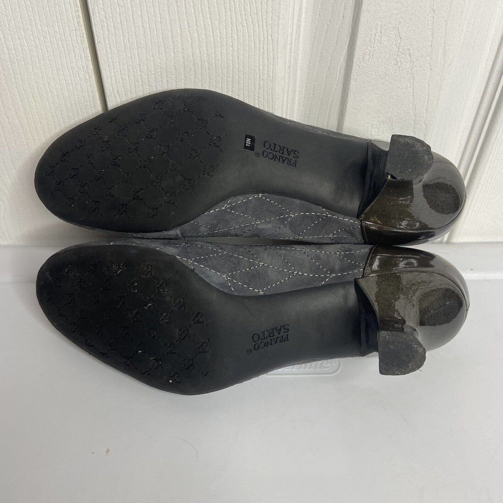 Franco Sarto Mary Jane Kitten Heel Pumps Size 10N Gray Stitching Suede Workwear - Picture 9 of 12